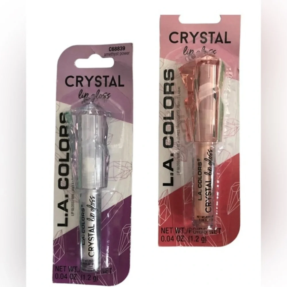 2pack crystal lipgloss in‎ amethyst power and pink aura new
